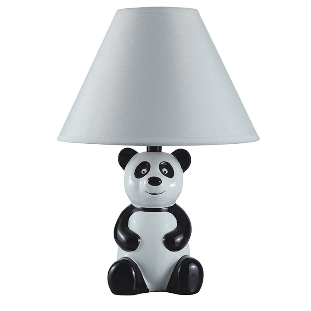 14” Panda Ceramic Table Lamp With White Shade