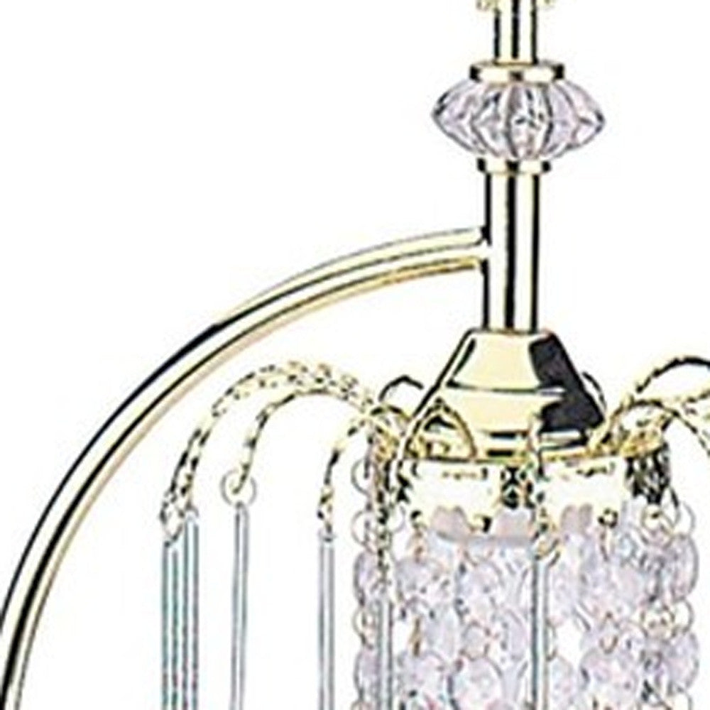 27" Gold Metal Chandelier Faux Crystal Table Lamp