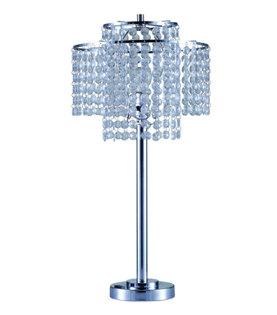 26" Silver Glam Two Tier Chandelier USB Table Lamp 