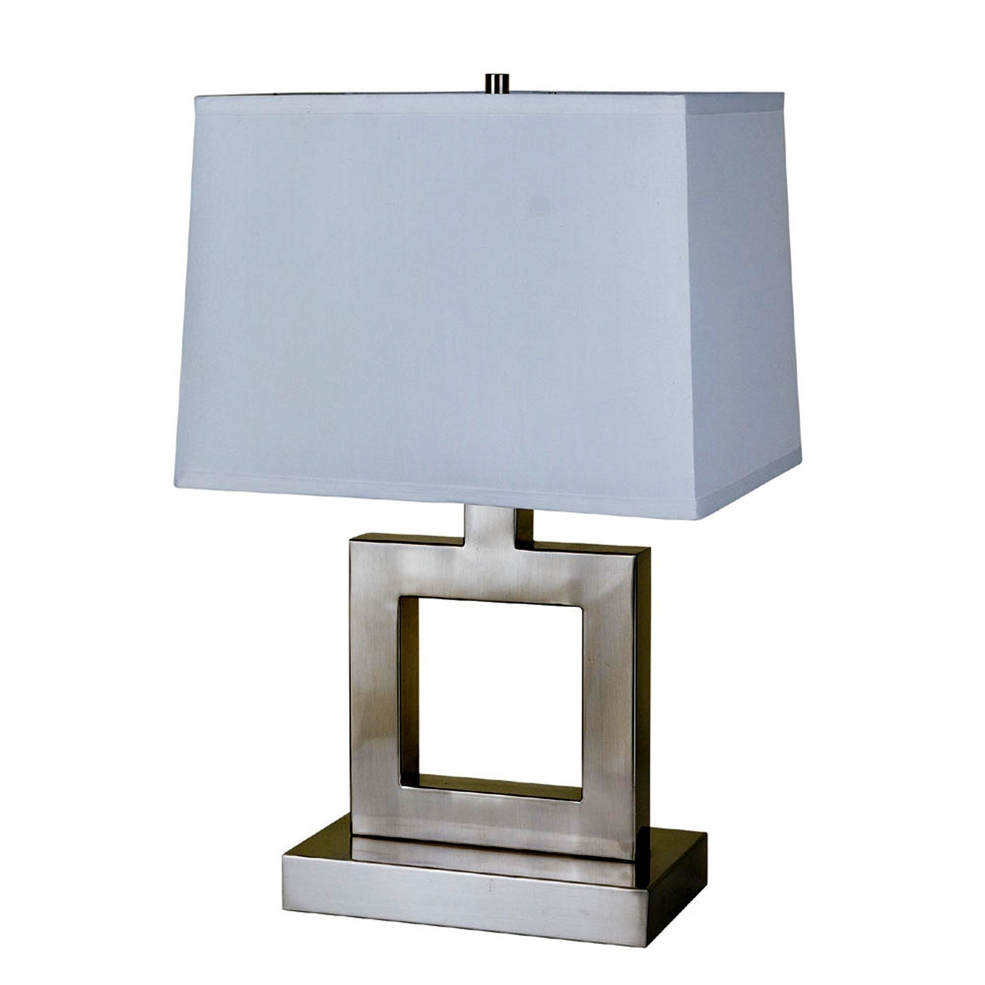 22" Nicekl Open Square Table Lamp With White Rectangle Shade