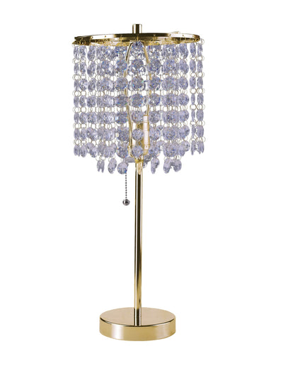 20" Gold Metal Bedside Table Lamp With Clear Drum Shade 