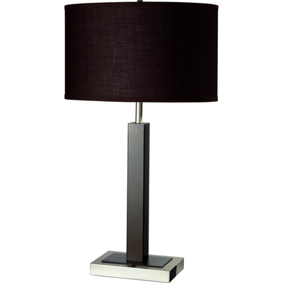 30" Black Polyresin Table Lamp With Brown Classic Drum Shade 