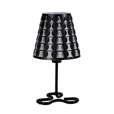 16" Black Bedside Table Lamp With Black Polka Dots Empire Shade 