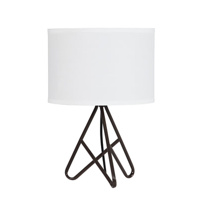 18" Brown Tripod Table Lamp With White Drum Shade 
