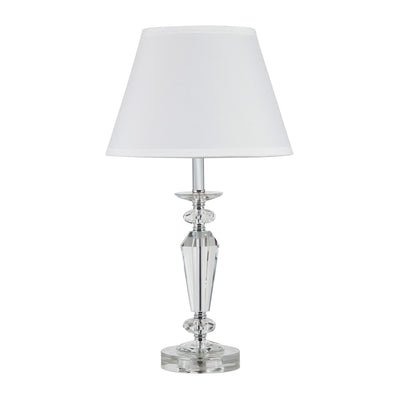 22" Clear Bedside Table Lamp With White Empire Shade 