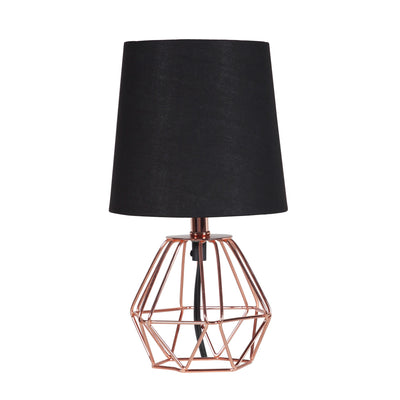 11" Copper Bedside Table Lamp With Black Empire Shade 