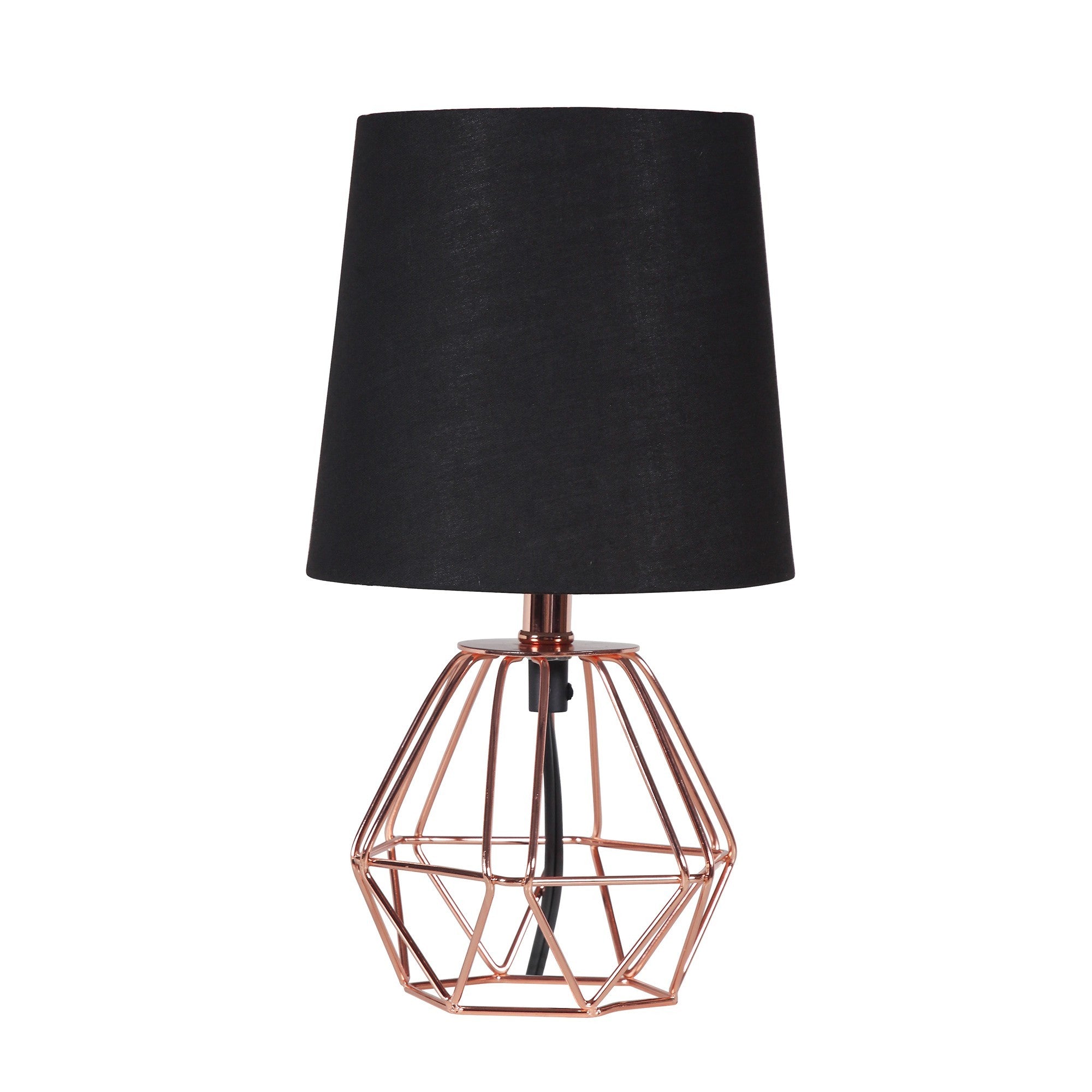 11" Copper Bedside Table Lamp With Black Empire Shade