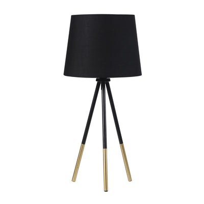 20" Gold Tripod Table Lamp With Black Empire Shade 