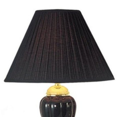 Set Of Three 64" Gold Ceramic Bedside Floor and Table Lamp Set With Black Empire Shade 