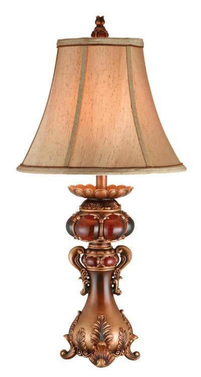 Antique Inspired Table Lamp with Linen Lamp Shade 