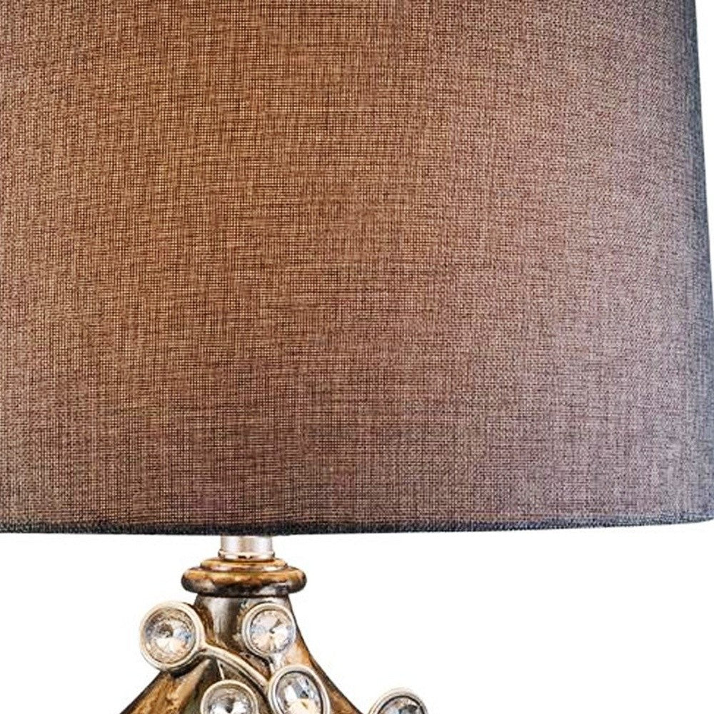 Brown and Gold Faux Crystal Glam Accent Table Lamp