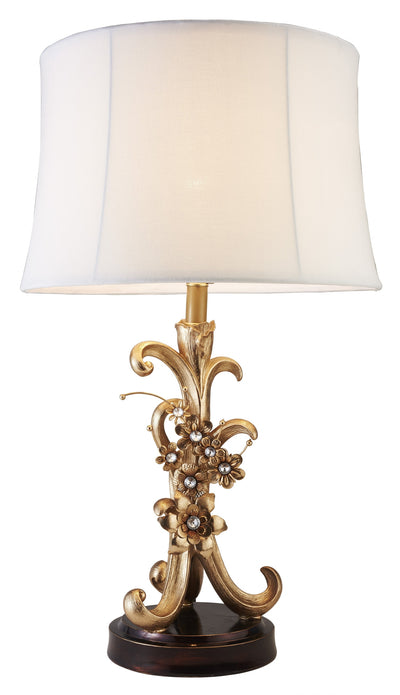 Golden Scroll and Faux Crystal Bling Table Lamp 