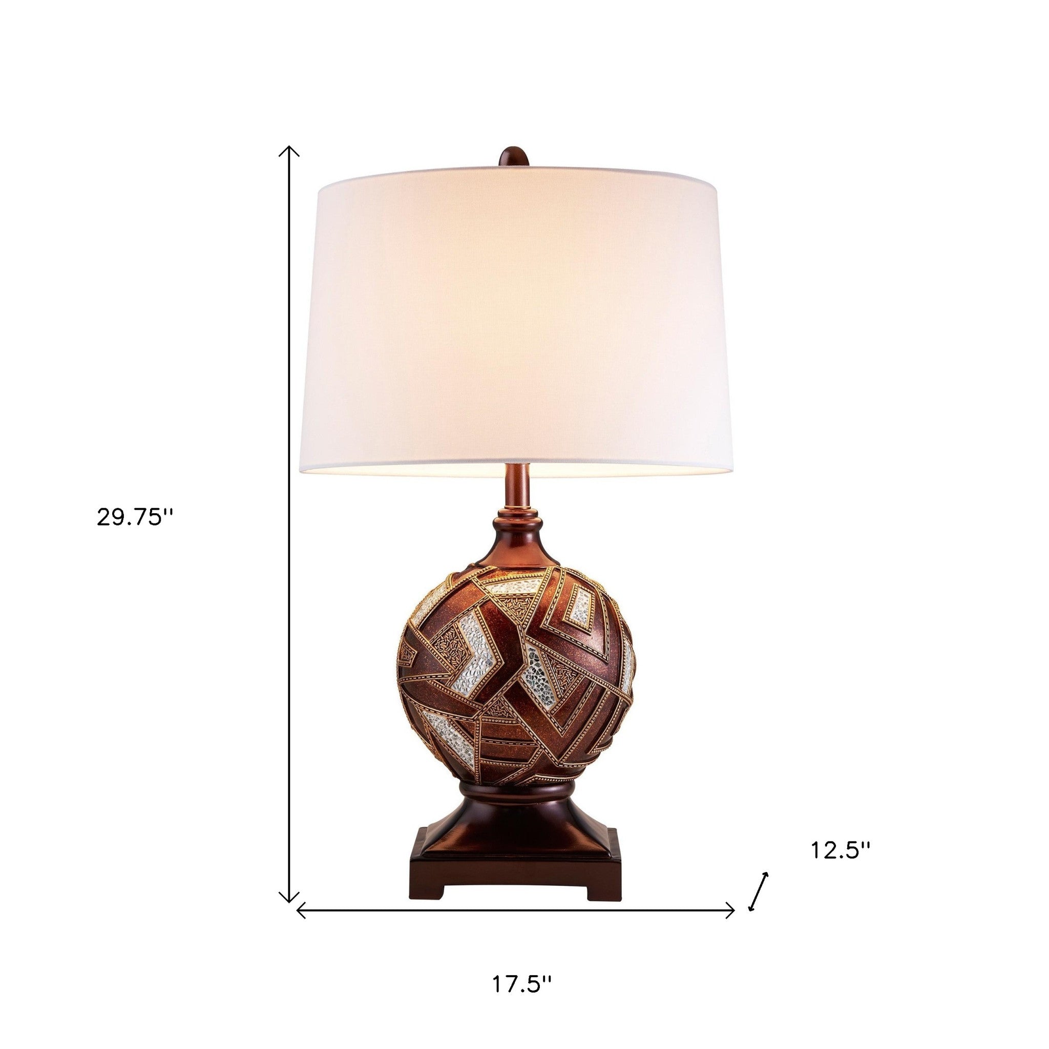 Brown Metallic Mosaic Design Table Lamp