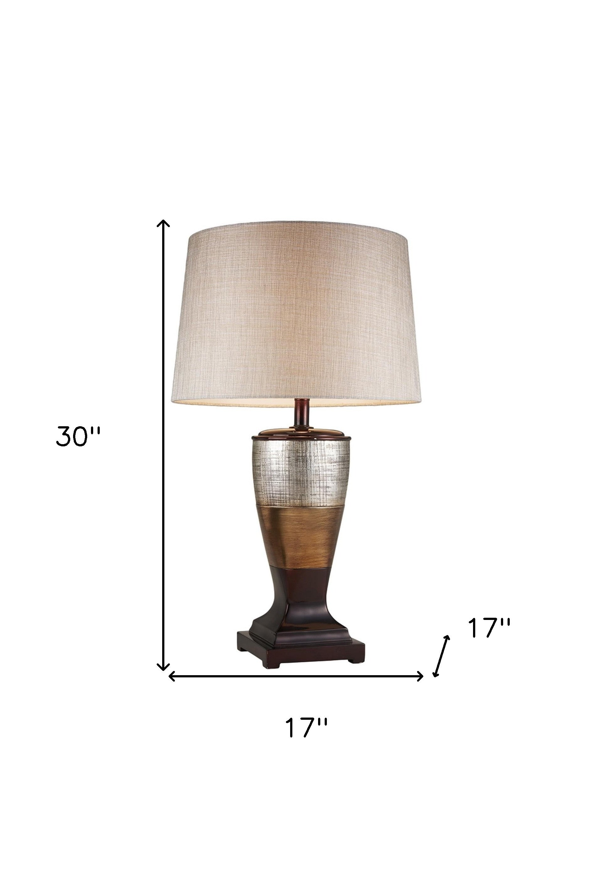 Exotic Brown and Gold Wide Stripe Table Lamp 