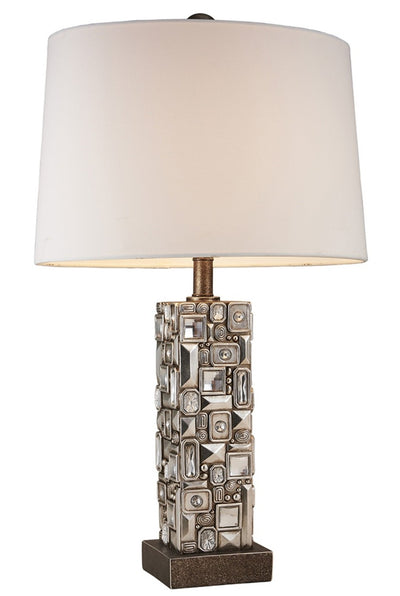 Silver Table Lamp with Abstract Mirror Design 