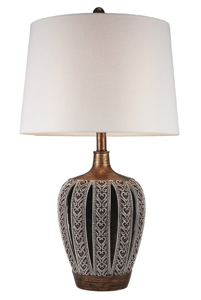 Primo Tall Brown Table Lamp with White Lamp Shade 