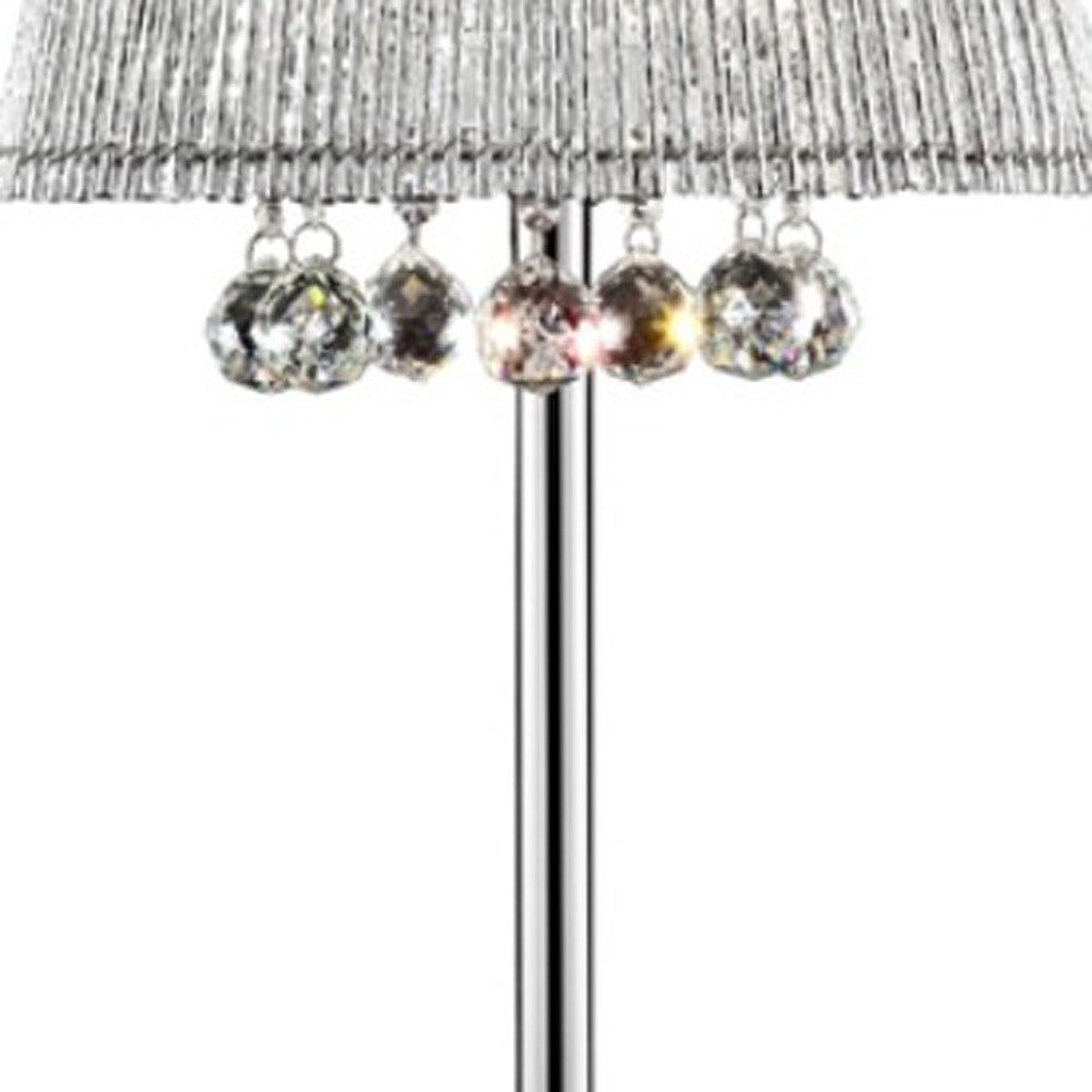 Dreamy Silver Table Lamp with Crystal Accents