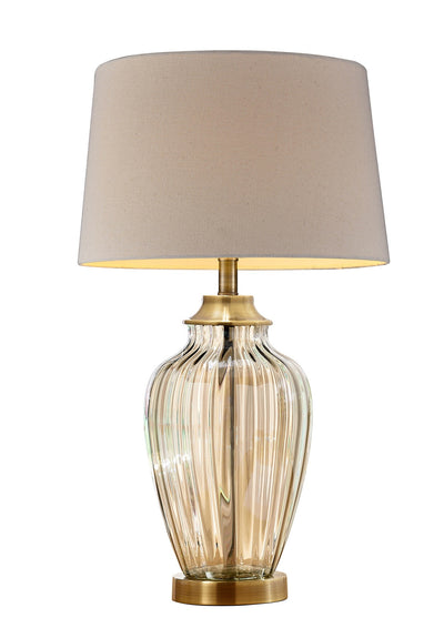 29" Bronze Metal Bedside Table Lamp With Tan Shade 