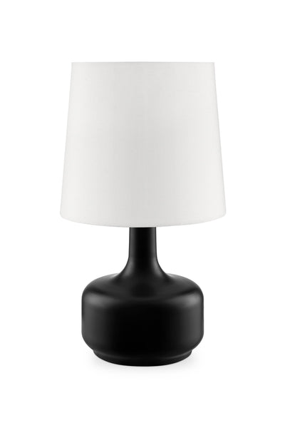 17" Black Metal Bedside Table Lamp With White Shade 