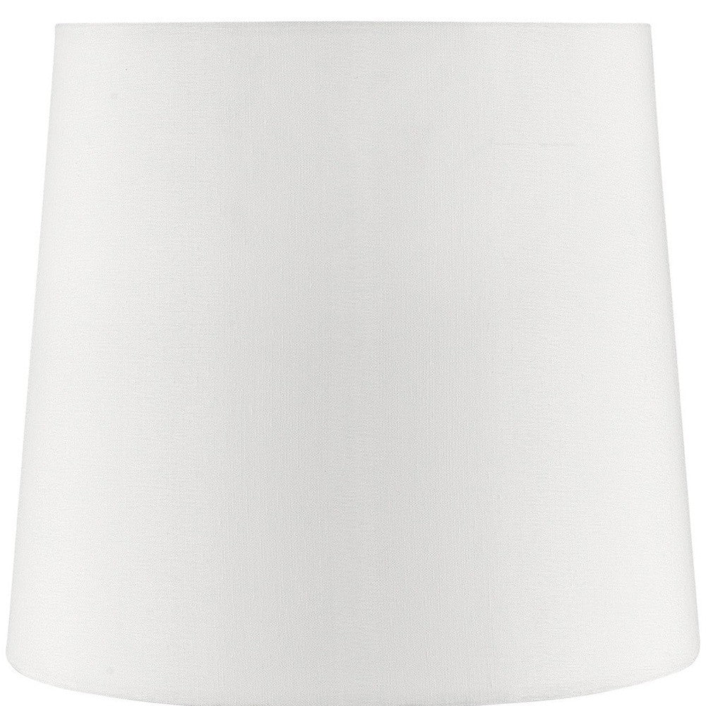 17" White Metal Bedside Table Lamp With Off-White Shade