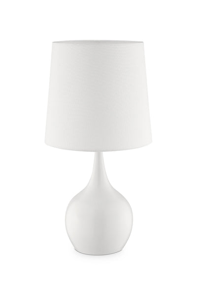 24" White Metal Bedside Table Lamp With Off-White Shade 