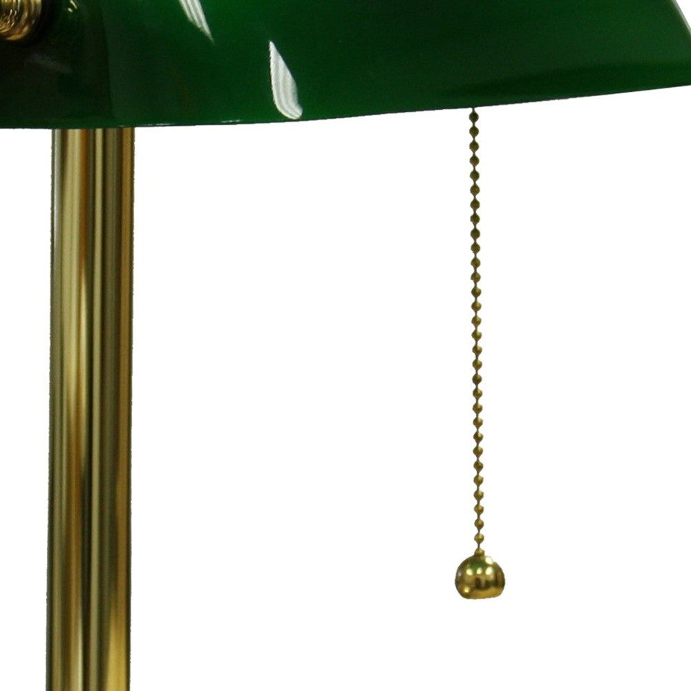 Gold and Green Hooded Table Lamp