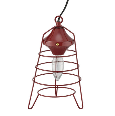 10" Red Metal Bedside Table Lamp 