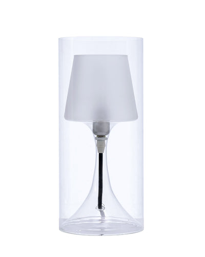 13" Clear Metal Bedside Table Lamp With Clear Shade 