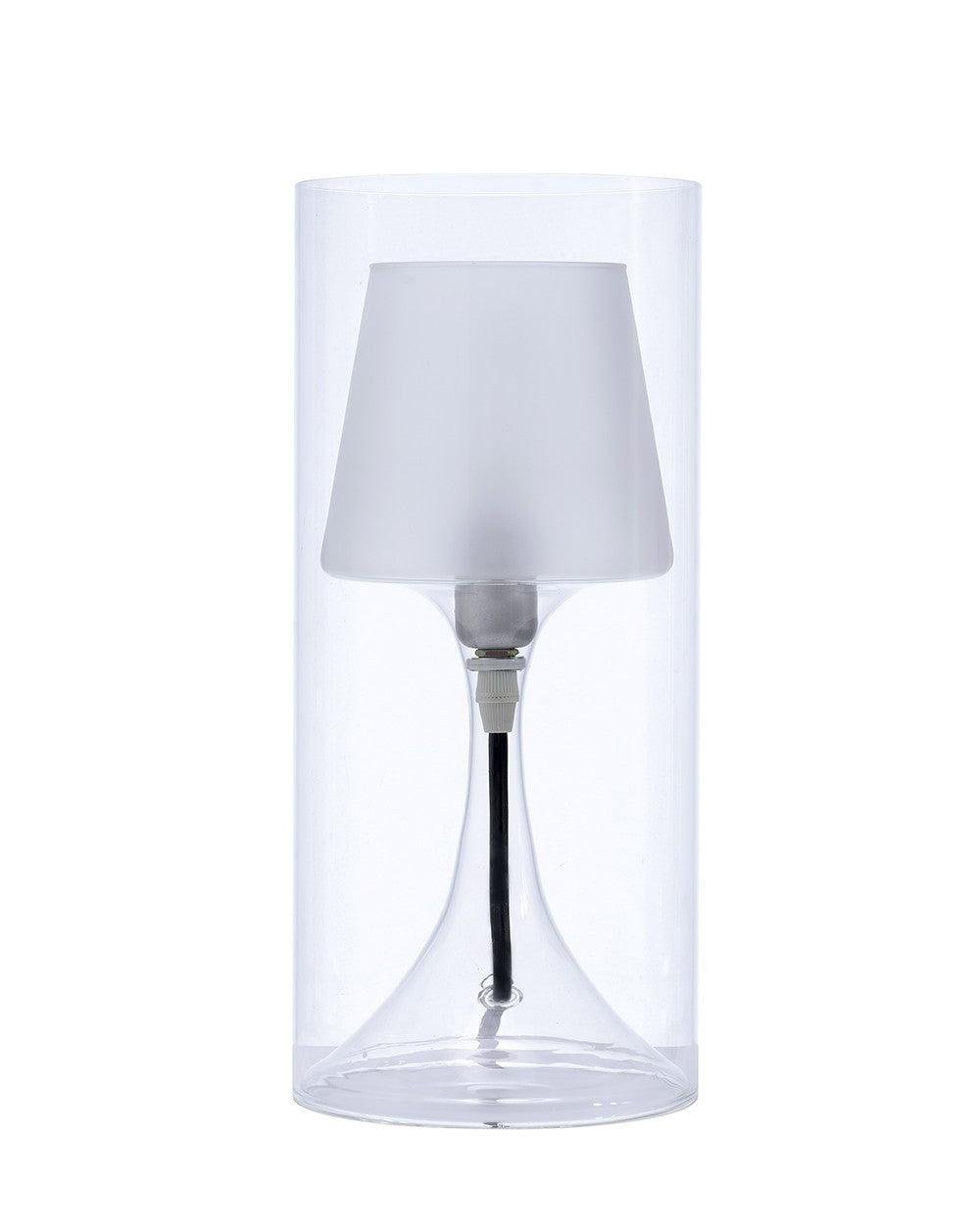 13" Clear Metal Bedside Table Lamp With Clear Shade