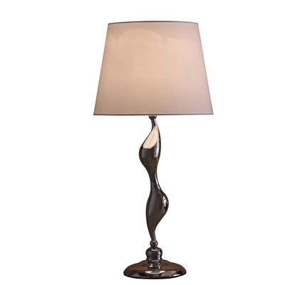 24" Silver Bedside Table Lamp With White Empire Shade 