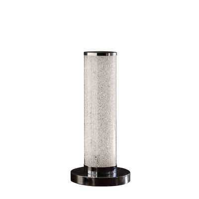 13” Modern White Sand Crystal And Steel Table Lamp 