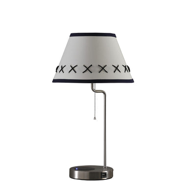 20" Silver Bedside Table Lamp With Off White Empire Shade 