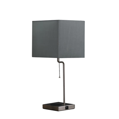 22" Gray Bedside Table Lamp With Gray Square Shade 