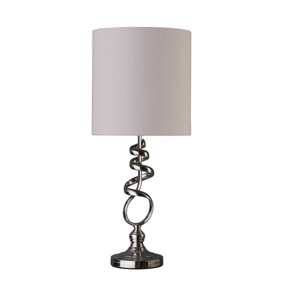 22" Nickel Bedside Table Lamp With Off White Drum Shade 