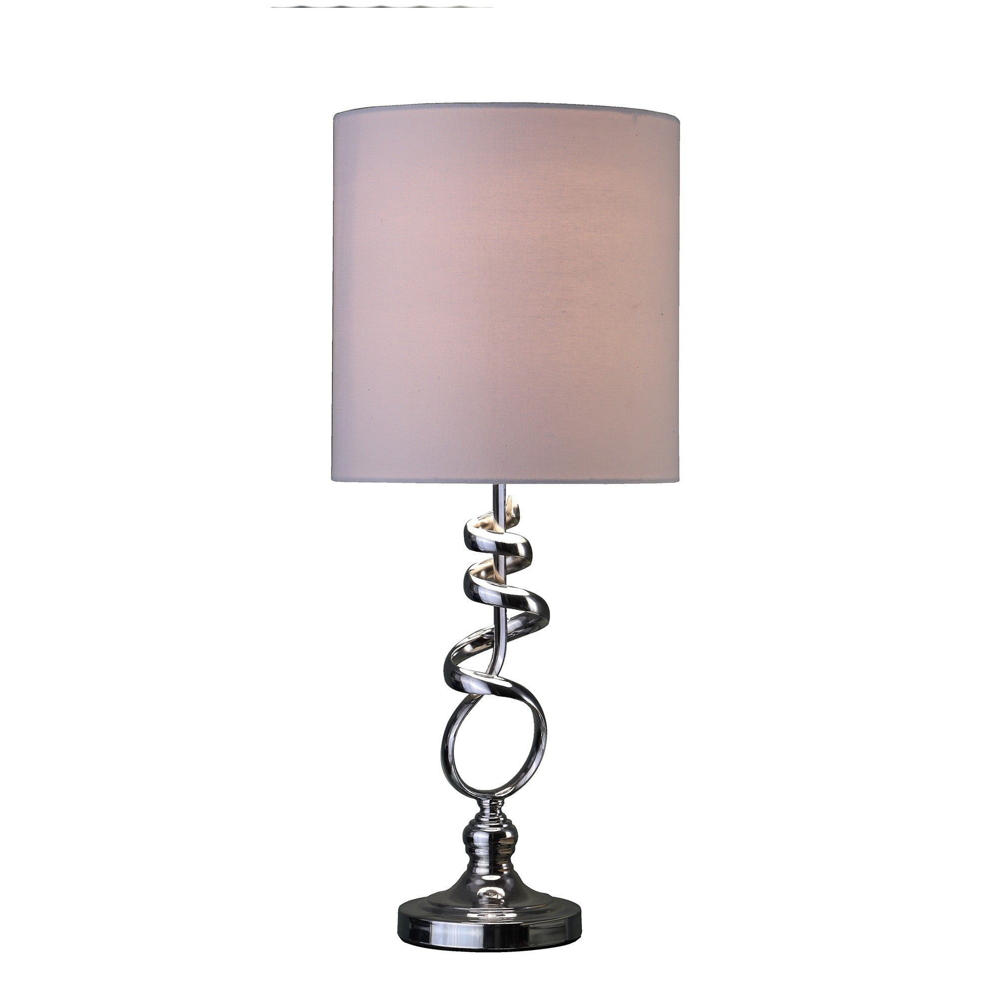 22" Nickel Bedside Table Lamp With Off White Drum Shade