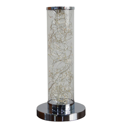13" Silver Metal Column LED Rope Table Lamp With Clear 