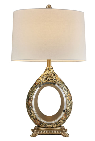 Vintage Silver with Gold Flowers Table Lamp 
