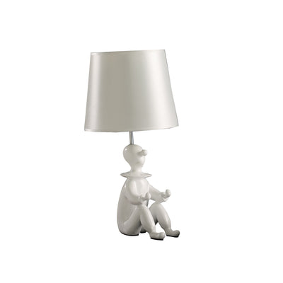 21" White Bedside Table Lamp With Silver Empire Shade 