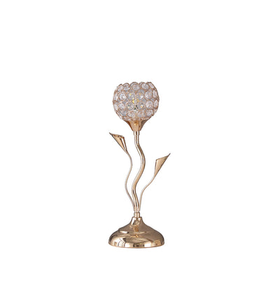 14" Gold Bedside Table Lamp With Clear Novelty Shade 