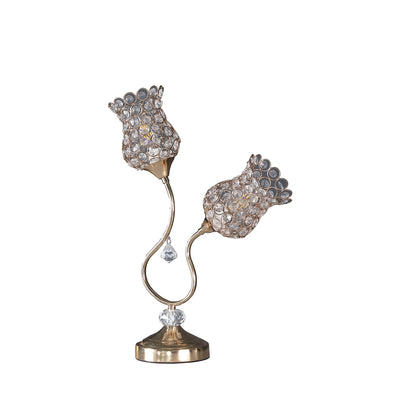 19" Gold Two Light Bedside Table Lamp With Clear Novelty Shade 