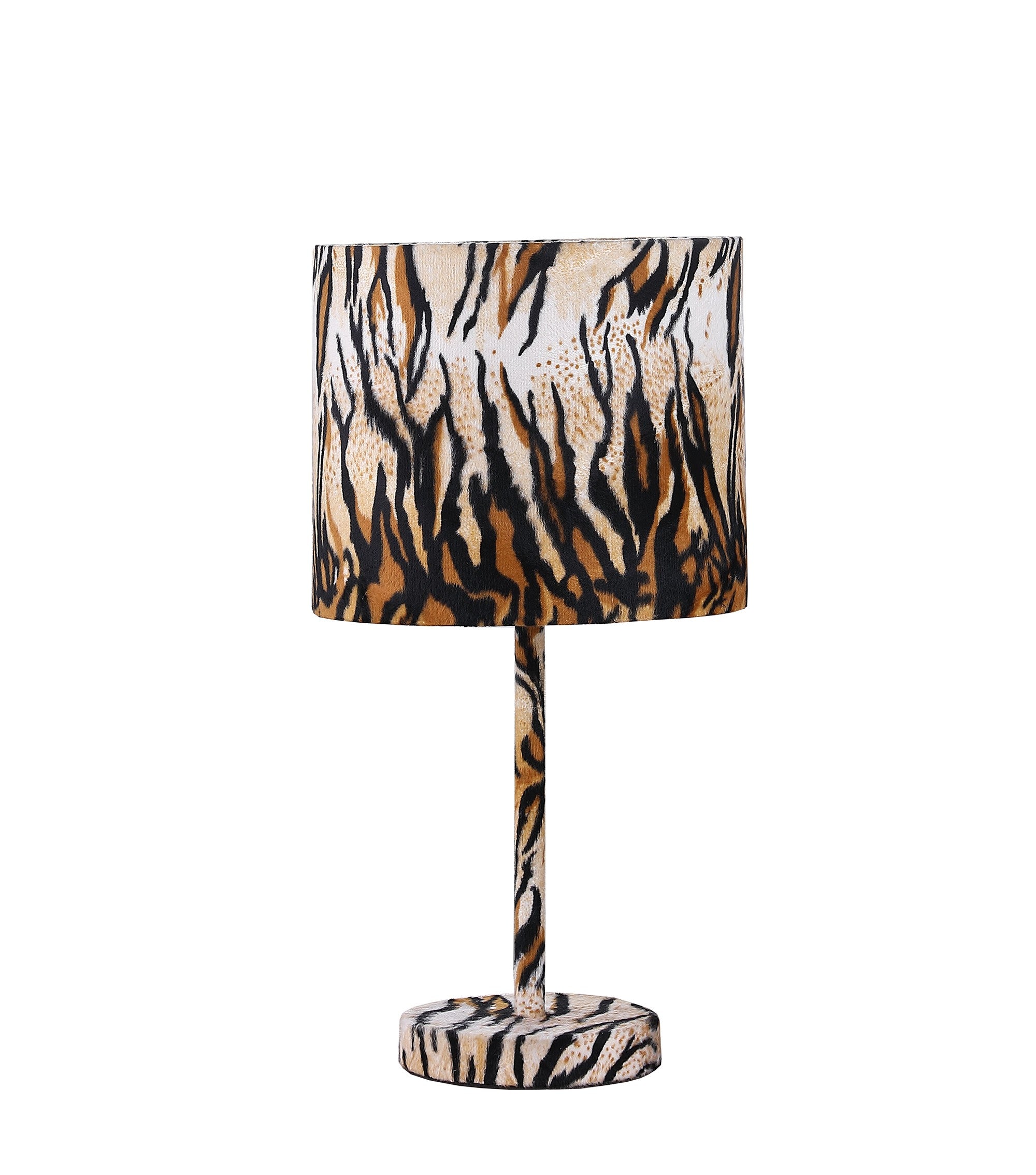 19" Brown And Black Bedside Table Lamp With Brown And Black Drum Shade