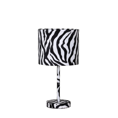 19" White Bedside Table Lamp With White Drum Shade 
