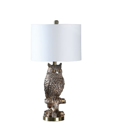 28”  Antiqued Silver Resin Owl Table or Desk Lamp 
