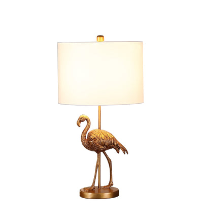 26” Antiqued Gold Resin Flamingo Table Lamp 