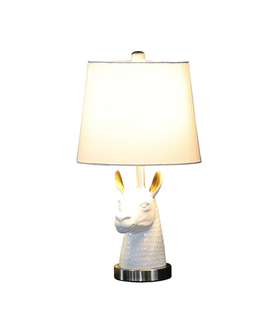 21" Silver Bedside Table Lamp With White Empire Shade 