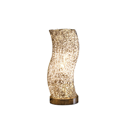 12" Silver Bedside Table Lamp With Silver Swirl Novelty Shade 