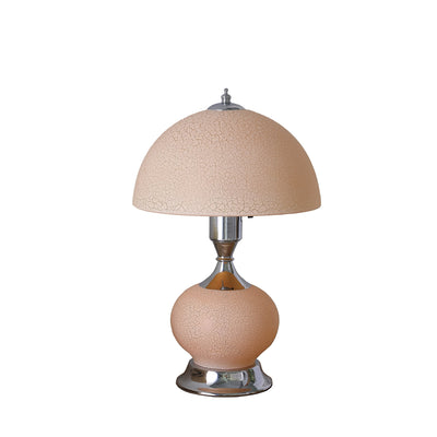 24" Silver Bedside Led Table Lamp With Pink Bowl Shade 