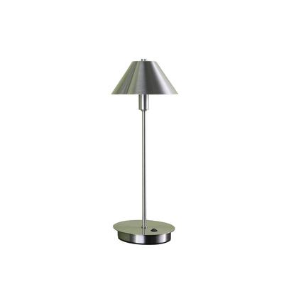 18" Silver Metal Bedside Table Lamp With Silver Cone Shade 