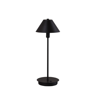 18" Black Metal Bedside Table Lamp With Black Cone Shade 