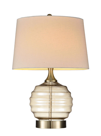 23" Off-White Metal Bedside Table Lamp With Off-White Shade 